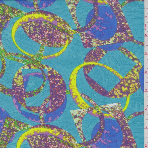 Turquoise Multi Geometric Print Chiffon