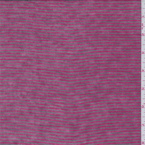 *3 3/8 YD PC--Raspberry Pink/Taupe Stripe T-Shirt Knit
