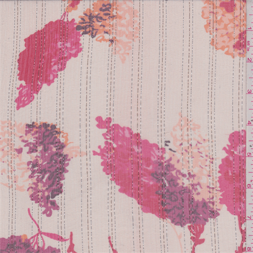 *1 5/8 YD PC--Blush/Coral Floral Crinkled Silk Chiffon