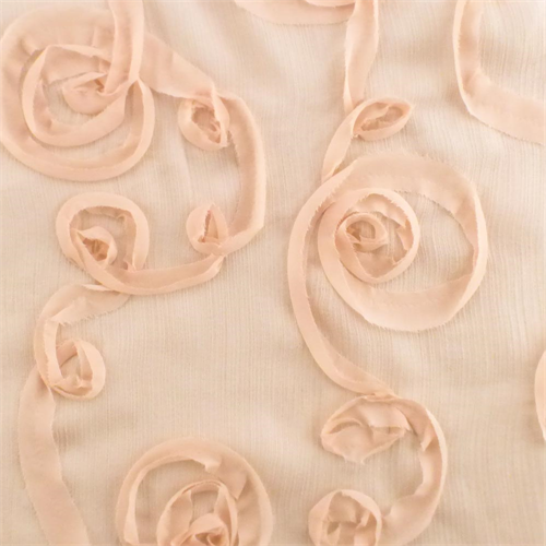 Blush Pink Ribbon Swirl Sparkle Crinkled Chiffon 65132