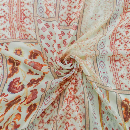 Red/Multi Silk Paisley Print Chiffon 67064