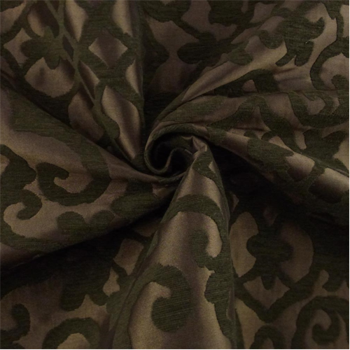 Chocolate Brown Chenille Damask Home Decorating Fabric DFW52511