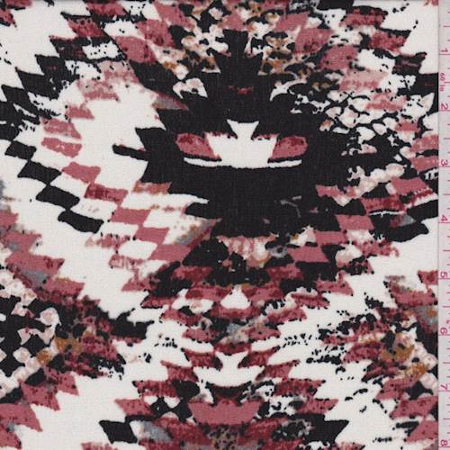 White/Clay/Black Southwest Print Rayon Crepe