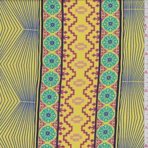 Gold Multi Morrocan Stripe Crepe de Chine
