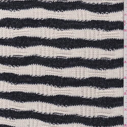 Ivory/Slate Black Stripe Sweater Knit