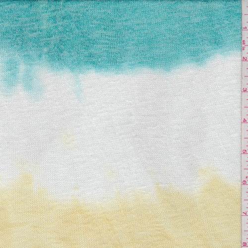 Aqua Green/Yellow/White Ombre Stripe Sweater Knit