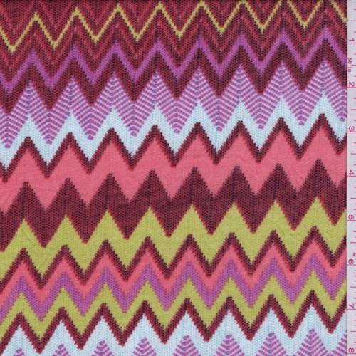 Red/Lime/Blue Chevron Stripe Sweater Knit