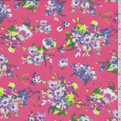 Coral Pink Multi Floral Print Chiffon