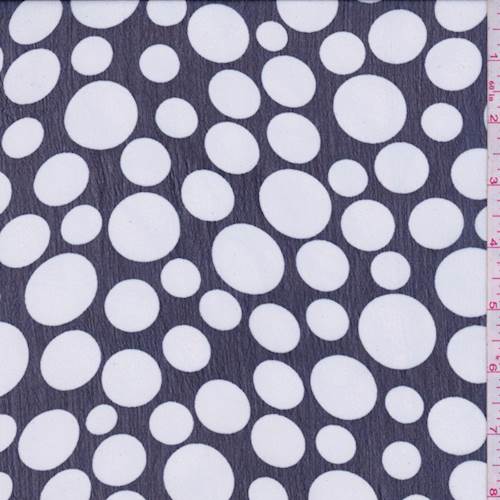 Dark Navy/White Polka Dot Crinkled Chiffon