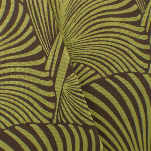 Brown/Lime Green Leaf Jacquard Home Decorating Fabric DFW52851