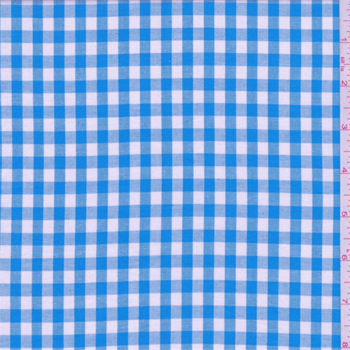 *4 YD PC--Aqua Blue Gingham Check Cotton Shirting