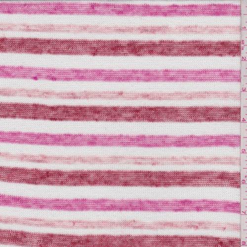 Pink/Red/White Stripe Slubbed Sweater Knit