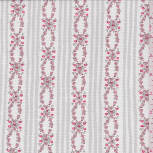 White/Pink Floral Chain Stretch Mesh