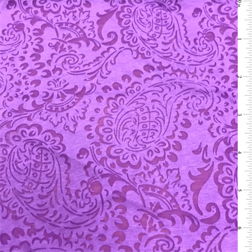 *3 YD PC--Purple Paisley Burn Out T-Shirt Knit