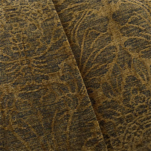 Golden Brown/Black Chenille Damask Home Decorating Fabric DFW53027