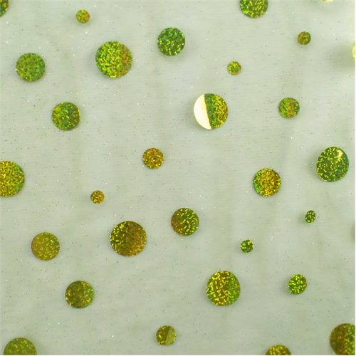Citrus Green Holographic Dot Sparkle Mesh 67706