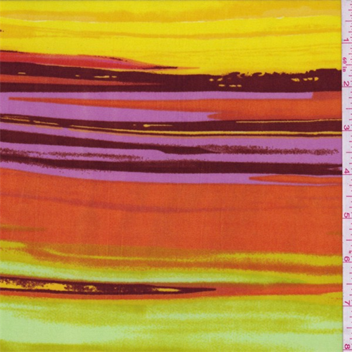 *3 YD PC--ITY Gold/Mauve/Orange Stripe Jersey Knit