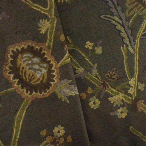 Brown/Multi Floral Print Suede Home Decorating Fabric DFW53175