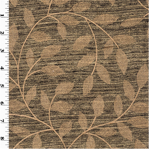 *4 YD PC- Ivory/Black Leaf Embroidered Home Decorating Fabric DFWX0112-X