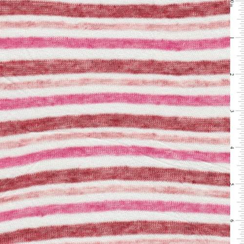 Pink/Red/White Stripe Slubbed Sweater Knit