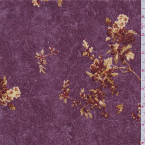 *4 1/4 YD PC--Dark Mauve Cluster Print Panne Velour