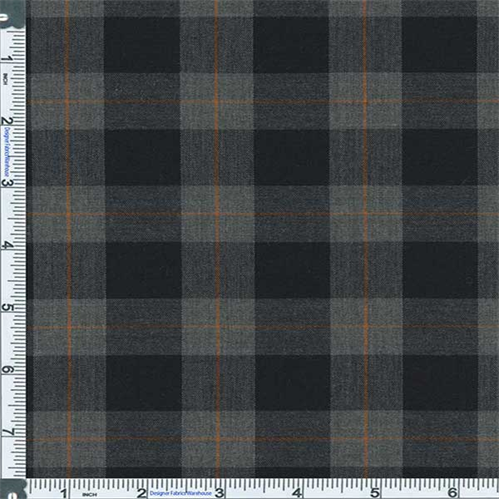 *2 1/4 YD PC--Charcoal/Black Preston Plaid Stretch Polyester