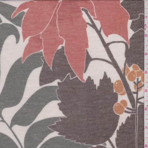 Beige/Brown/Sage Floral Print Sweater Jersey Knit