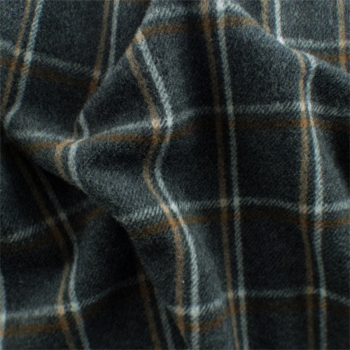 Grey/Brown Wool Plaid Flannel Coating 69832