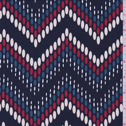 Navy Pebble Chevron Crepe de Chine