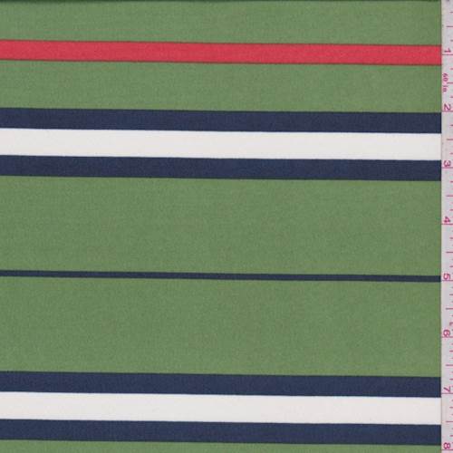 Grass Green Stripe Crepe de Chine