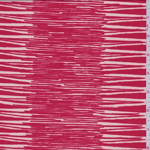 Red/Ecru Seismic Stripe Print Crepe de Chine