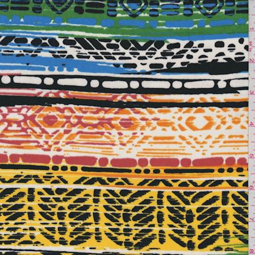Yellow/Kelly Multi Aztec Stripe Crepe De Chine