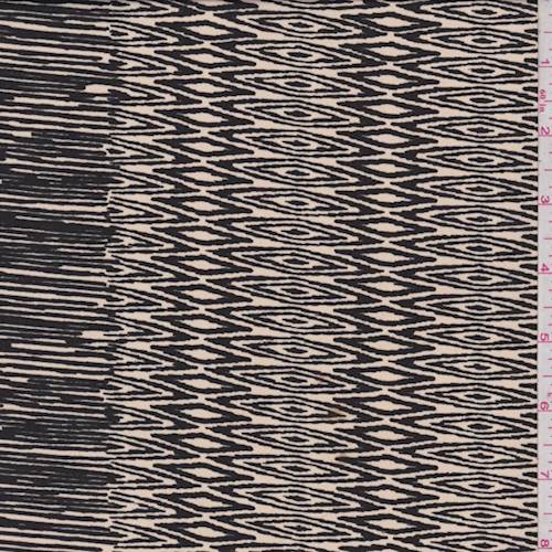 Bisque/Black Diamond Flamestitch Crepe De Chine