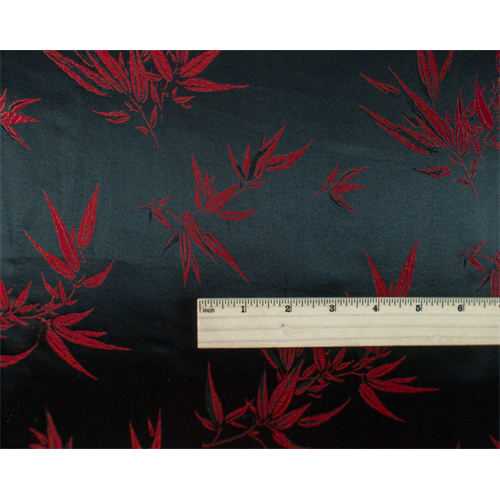 *1 3/8 YD PC--Black/Red Bamboo Brocade