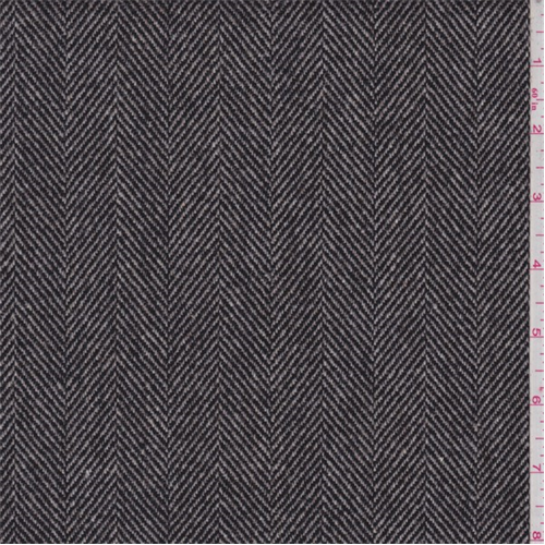 Black/Ivory Wool Herringbone Twill Coating 72119