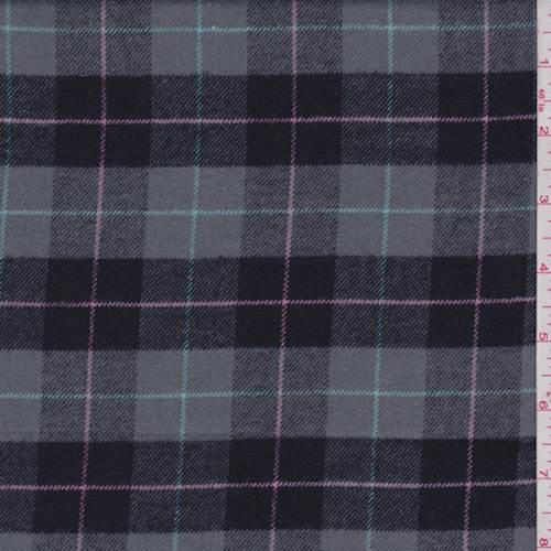 *2 1/2 YD PC--Grey/Black Plaid Flannel