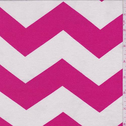 Ivory/Raspberry Chevron Rayon Jersey Knit