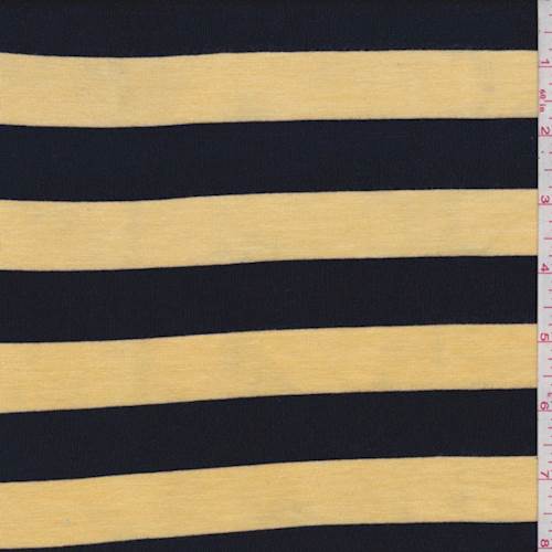 Yellow/Navy Stripe Rayon Jersey Knit