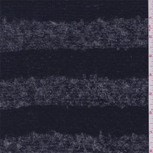 *2 5/8 YD PC--Navy/Grey Stripe Boucle Sweater Knit