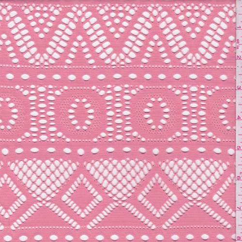 Melon Pink Stripe Mesh Lace