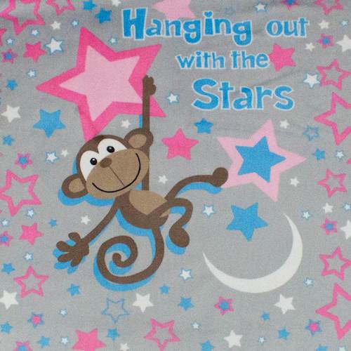 Grey/Multi Monkey & Star Minky
