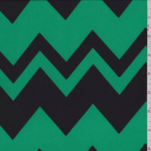 Kelly/Black Chevron Crepe de Chine