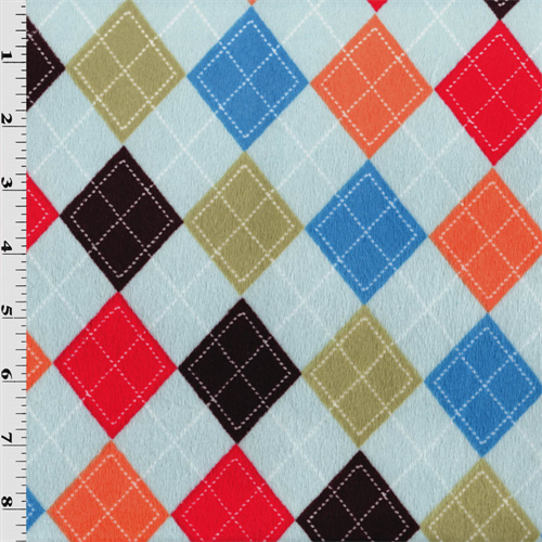 Blue/Multi Argyle Diamond Minky DFW10683