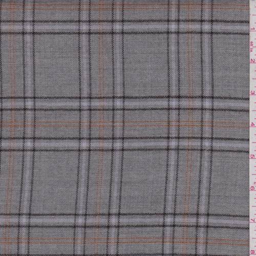 *3 1/2 YD PC--Stone Grey Plaid Wool Suiting