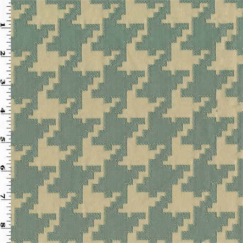 Teal/Beige Houndstooth Jacquard Home Decorating Fabric DFW53524