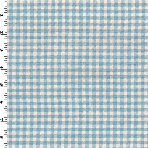 White/Blue Cotton Gingham Printed Canvas Decorating Fabric DFW53536