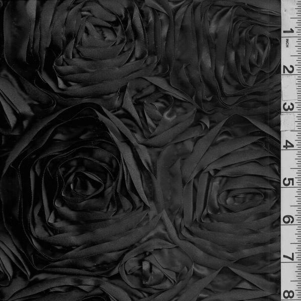 *2 1/2 YD PC--Black Rosette Satin