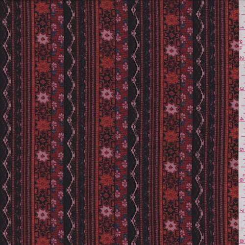Maroon Wallpaper Stripe Jersey Knit