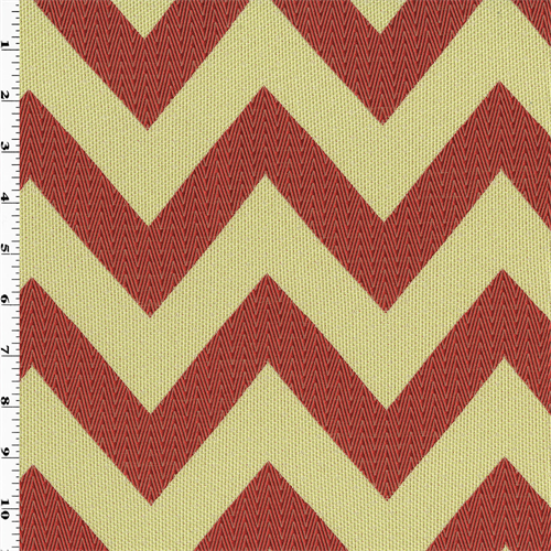 Amber Red/Ivory Chevron Damask Home Decorating Fabric DFW53594