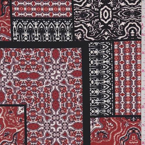 Brick Orange Moroccan Tile Jersey Knit